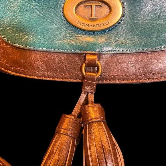 Tignanello Teal Leather Crossbody Bag - Picture 2 of 7